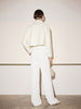 Women's White Classic Collar Cotton Short Jacket