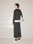 Women's Dark Gray Straight Woolen Short Skirt