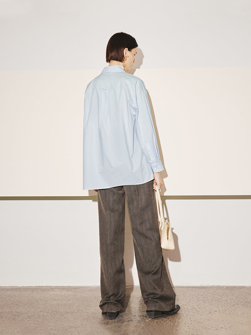 Women's Caramel Herringbone Plaid Wide Leg Trousers