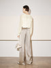 Women's White V Neck Pleat Design Long Sleeve Blouse