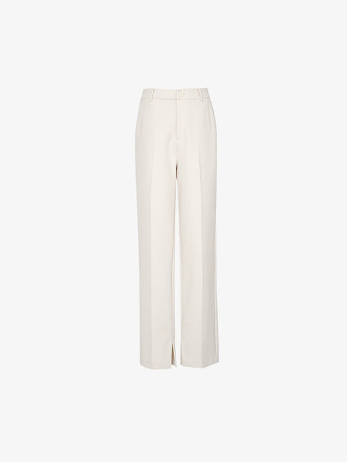 Load image 1 in gallery view. Women's White Regular Fit High Waist Leg Slit Trousers