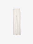 Women's White Regular Fit High Waist Leg Slit Trousers