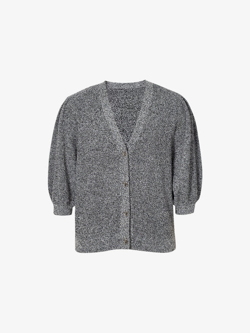 Charger l'image 1 dans la galerie. Women's Grey Brioche Stitch Puff Sleeve Top