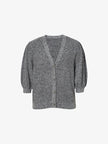 Women's Gray Brioche Stitch Puff Sleeve Top