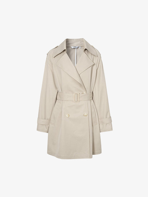 Carica immagine 1 in visualizzazione galleria. Trench-coat droit à double boutonnage, col à revers cranté, beige