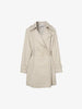 Double-breasted, straight trench coat with notched lapel collar, beige