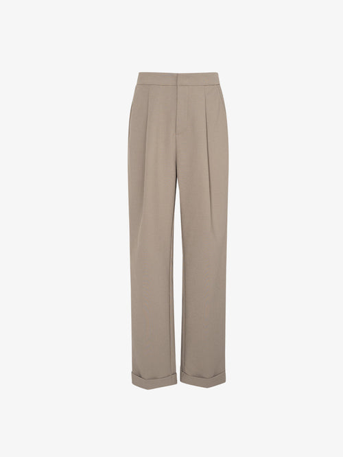 Load image 1 in gallery view. Women's Khaki Stable Straight Leg Cuffed Trousers