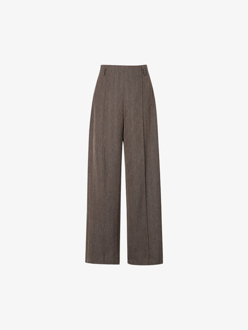 Load image 1 in gallery view. Women's Caramel Herringbone Plaid Wide Leg Trousers