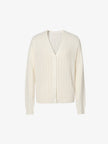 Women's White V Neck Knit Cashmere Cardigan