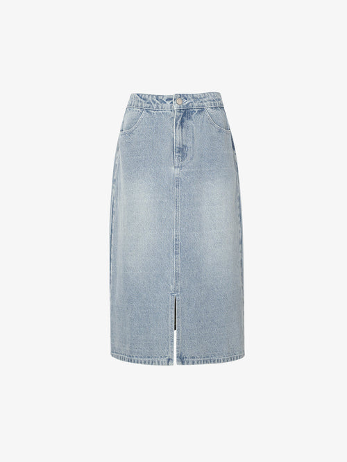 Charger l'image 1 dans la galerie. Women's Light Blue A Line Short Denim Skirt