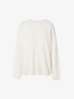 Women's White Casual Round Neck Cashmere Sweater