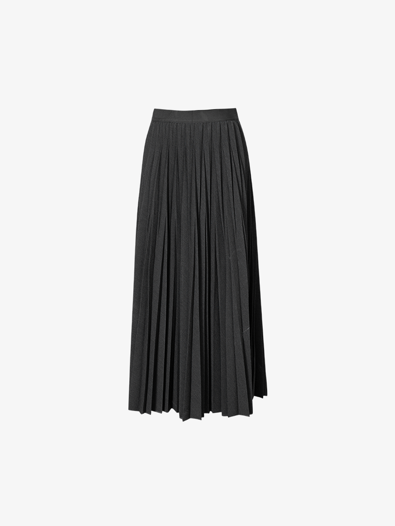 Women's Dark Gray  Pleated A-Line  Elastic Waist Skirt