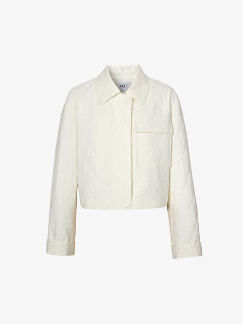 Charger l'image 1 dans la galerie. Women's White Classic Collar Cotton Short Jacket