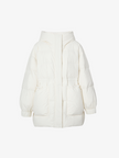 Women's White Warm Goose Puffer Hooded Jacket