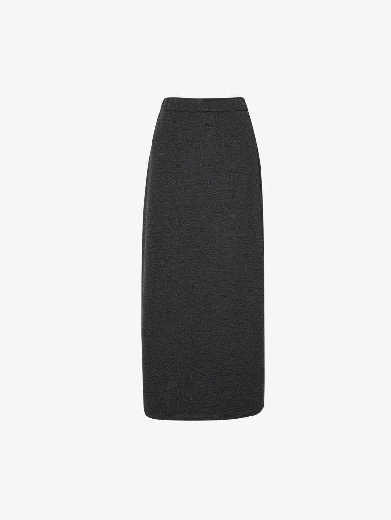 Women's Dark Gray Straight Woolen Short Skirt