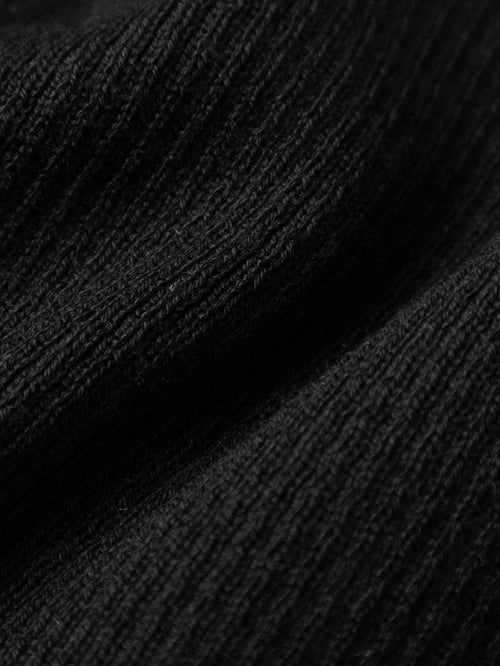 Carica immagine 1 in visualizzazione galleria. Women's Black V Neck Long Sleeve Lyocell Wool Silk Knit Top