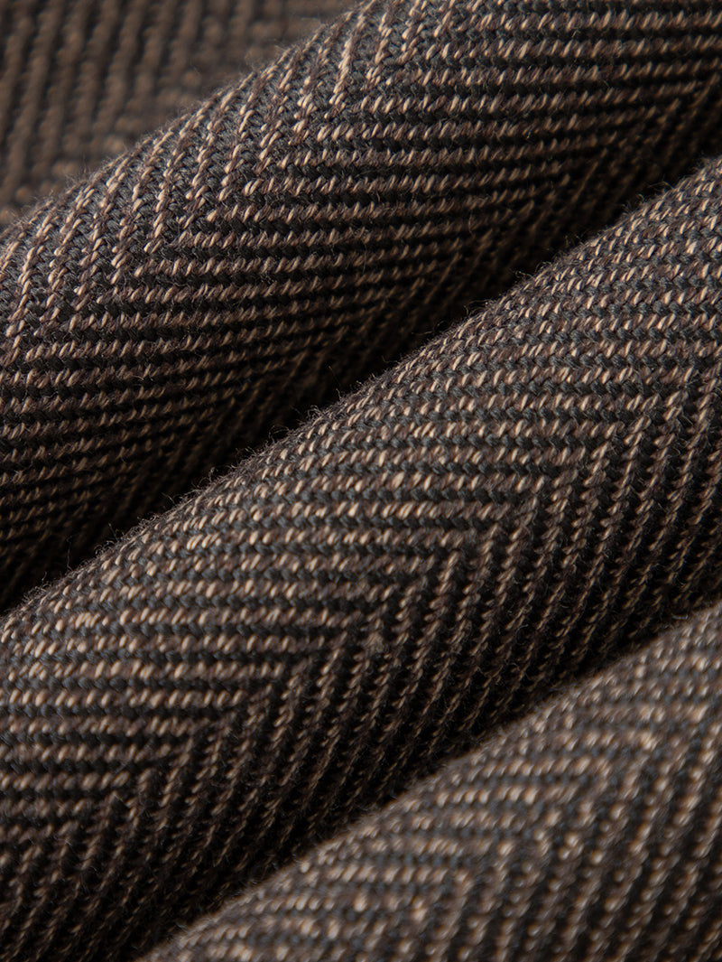 Women's Caramel Herringbone Plaid Wide Leg Trousers