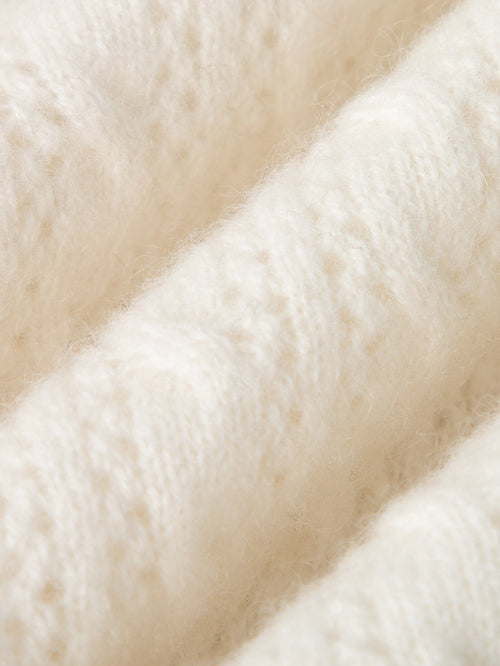 Carica immagine 1 in visualizzazione galleria. Women's White V Neck Knit Cashmere Cardigan
