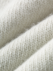 Women's White Mock Neck Sheep Wool Knit Sweater