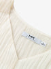 Women's White V Neck Pleat Design Long Sleeve Blouse