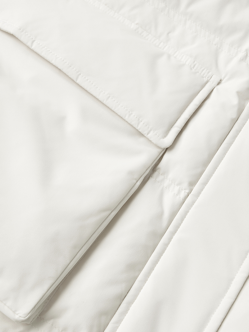 Women's White Waterproof Goose Mid-Length Puffer Jacket