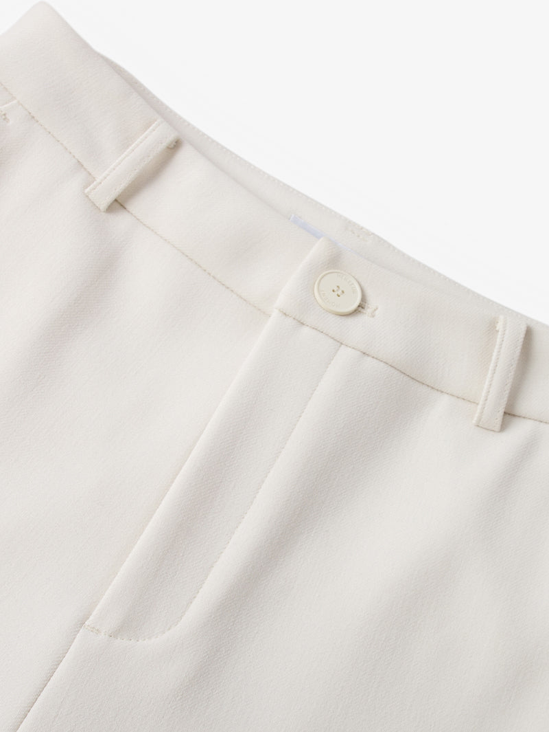 Women's White Regular Fit High Waist Leg Slit Trousers