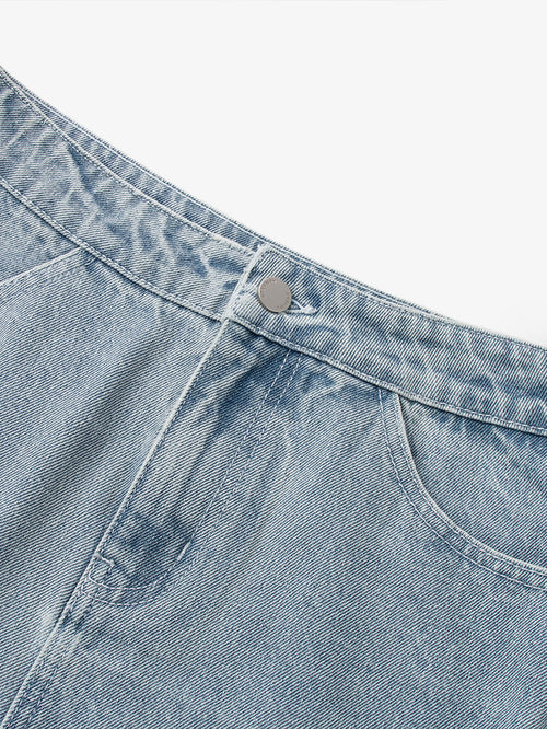 Charger l'image 1 dans la galerie. Women's Light Blue A Line Short Denim Skirt