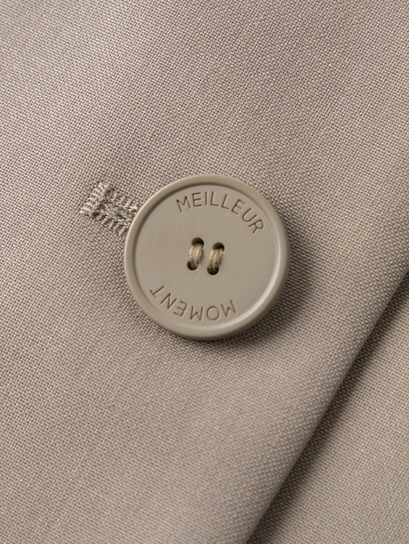 Women's Khaki Peak Lapel Classic Fit Woolen Blazer