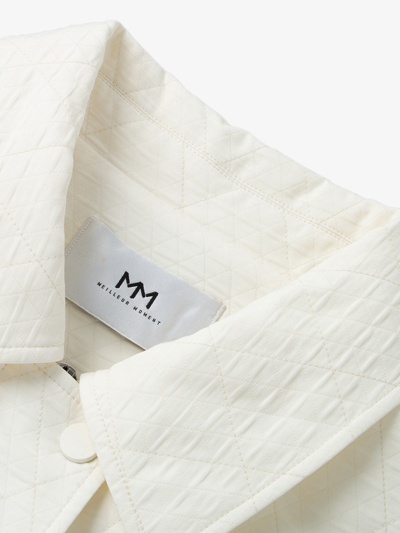 Women's White Classic Collar Cotton Short Jacket